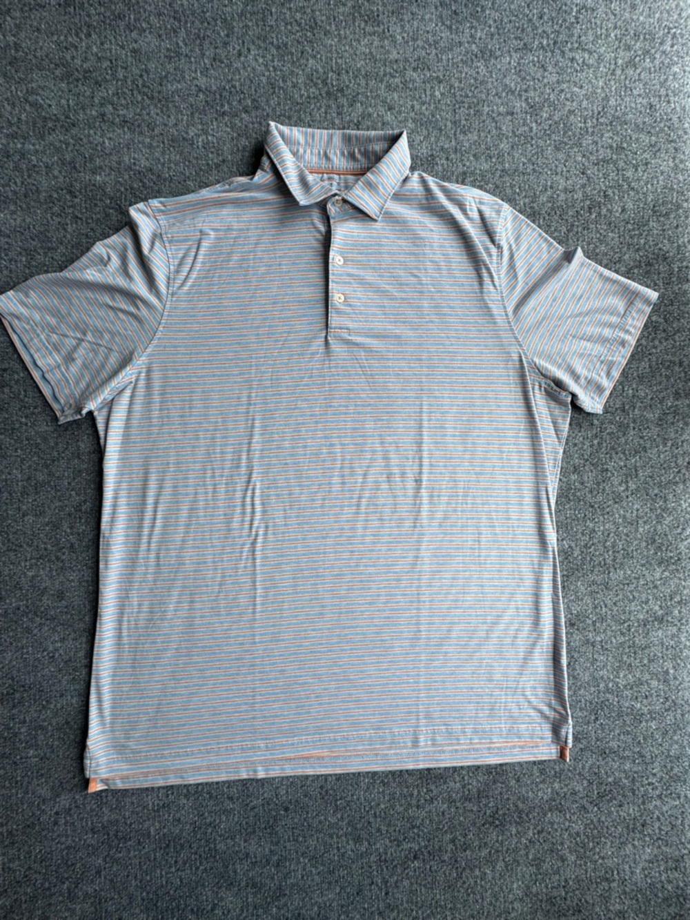 Johnnie-O Top Shelf Stripe Polo Supersoft Blue Orange White Strip 2XL Big Tall